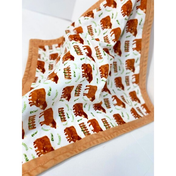 Highland Cow Baby Girl Security Blanket-Floral Highland Cow Lovey-Baby Nursery S - Picture 6 of 9